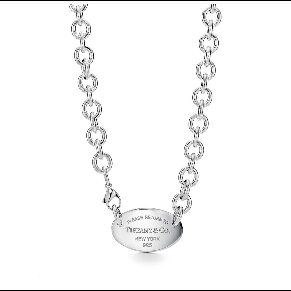 Return To Tiffany Oval Tag Necklace with box and pouch
